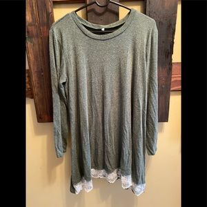 Long Sleeve Lace Tunic Top Blouse